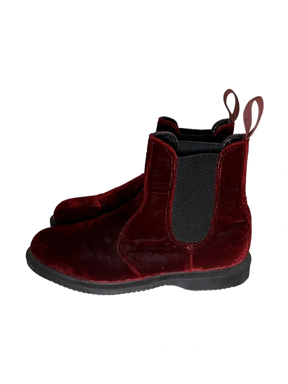 Dr. Martens Burgundy Velvet Chelsea Women's Ankle Boots Size 8